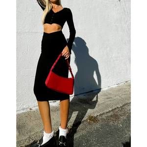NEW SALTY frankie rib knit set in black